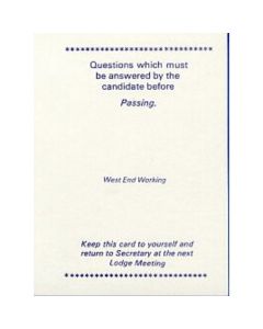 Craft West End Working Passing Card